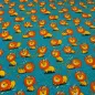 Preview: Stoff Baumwolle Jersey mit Löwe Löwen Design petrol orange bunt Kinderstoff Kleiderstoff