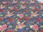 Preview: Fabric cotton jersey with flowers leaves birds design gray orange pink colorful children's fabric dress fabric