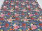 Preview: Fabric cotton jersey with flowers leaves birds design gray orange pink colorful children's fabric dress fabric