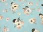 Preview: Stoff Baumwolle Jersey mit Vögel Spatzen Blumen Design hellblau weiss rosa braun sand Kinderstoff Kleiderstoff