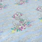 Preview: Stoff Sommer Sweatshirtstoff French Terry mit trendy Maritim Anker Blumen Wellen Design hellgrau melange hellblau weiß bunt Kleiderstoff Kinderstoff