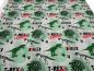 Preview: Cotton French Terry sweatshirt fabric with dino dinosaur design green grey black red children's fabric dress fabric