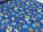 Preview: Fabric cotton jersey with space teddy bear Ufo Moon design blue brown yellow colorful children's fabric dress fabric