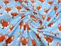 Preview: Fabric cotton jersey with foxes fox head design blue white orange children's fabric dress fabric