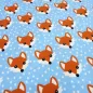 Preview: Fabric cotton jersey with foxes fox head design blue white orange children's fabric dress fabric