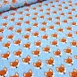 Preview: Fabric cotton jersey with foxes fox head design blue white orange children's fabric dress fabric