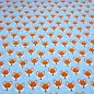 Preview: Fabric cotton jersey with foxes fox head design blue white orange children's fabric dress fabric