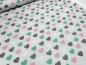 Preview: Stoff Baumwolle Sweatshirtstoff French Terry mit Herzen Design hellgrau rosa grün grau Kinderstoff Kleiderstoff