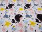 Preview: Fabric cotton jersey with whales starfish design light gray blue yellow pink black children's fabric dress fabric
