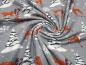 Preview: Fabric cotton jersey with deer deer ice crystals snowflakes design gray brown white colorful children's fabric dress fabric