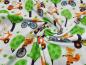 Preview: Stoff Baumwolle Jersey mit Füchse Hasen Design grau melange orange grün bunt Kleiderstoff Kinderstoff
