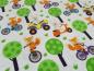 Preview: Stoff Baumwolle Jersey mit Füchse Hasen Design grau melange orange grün bunt Kleiderstoff Kinderstoff