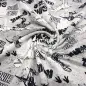 Preview: Fabric cotton french terry sweatshirt fabric dino dinosaur design black white gray children's fabric dress fabric