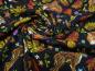 Preview: Stoff Baumwolle Jersey mit Waldtiere Rehe Füchse Blätter Herbst Design schwarz orange braun grün bunt Kinderstoffe Kleiderstoffe