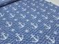 Preview: Stoff Baumwolle French Terry Sweatshirtstoff maritim Anker Wellen Design blau weiß Kleiderstoff Kinderstoff
