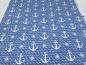 Preview: Stoff Baumwolle French Terry Sweatshirtstoff maritim Anker Wellen Design blau weiß Kleiderstoff Kinderstoff