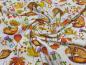 Preview: Stoff Baumwoll French Terry Sweatshirtstoff mit Rehe Füchse Herbst Blätter Design grau melange braun orange bunt Kinderstoff Kleiderstoff