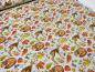 Preview: Stoff Baumwoll French Terry Sweatshirtstoff mit Rehe Füchse Herbst Blätter Design grau melange braun orange bunt Kinderstoff Kleiderstoff