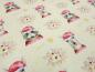 Preview: Stoff Baumwoll French Terry Sweatshirtstoff Weihnachten Rehe Waschbär Herzen Design vanille rot weiß braun beige bunt Kinderstoff Kleiderstoff
