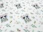 Preview: Stoff Baumwolle Jersey Waschbär Racoon Blumen Design rosa grün grau bunt Kinderstoff Kleiderstoff