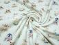 Preview: Stoff Baumwolle French Terry Sweatshirtstoff Waldtiere Hirsche Bären Pinguine Racoon Design mint grün braun bunt Kinderstoff Kleiderstoff