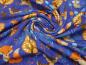 Preview: Stoff Baumwolle French Terry Sweatshirtstoff Füchse Hasen Rehe Waldtiere Design jeans blau orange braun bunt Kinderstoff Kleiderstoff