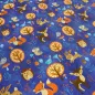 Preview: Fabric cotton French Terry sweatshirt fabric foxes rabbits deer forest animals design jeans blue orange brown colorful children's fabric dress fabric