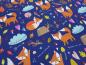Preview: Stoff Baumwolle Jersey Fuchs Füchse Pilze Design blau orange weiß bunt Kinderstoff Kleiderstoff