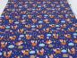Preview: Stoff Baumwolle Jersey Fuchs Füchse Pilze Design blau orange weiß bunt Kinderstoff Kleiderstoff