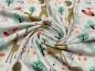 Preview: Stoff Baumwolle Jersey Waldtiere Bär Rehe Füchse Eulen Hasen Bäume Design natur beige braun mint orange bunt Kinderstoff Kleiderstoff