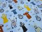 Preview: Stoff Baumwolle Jersey Monster jeans blau curry rost Kinderstoff Kleiderstoff
