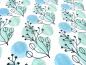 Preview: Stoff Baumwolle Jersey Eukalyptus Blätter Punkte weiß mint blau schwarz Kinderstoff Kleiderstoff