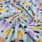 Preview: Stoff Baumwolle Jersey Elefanten Design grau melange orange curry blau grau bunt Kinderstoff Kleiderstoff