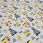 Preview: Fabric cotton jersey excavator construction worker truck design gray yellow orange black white children's fabric dress fabric
