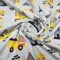 Preview: Fabric cotton jersey excavator construction worker truck design gray yellow orange black white children's fabric dress fabric