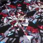Preview: Stoff Baumwolle Satin Stretch abstraktes geometrisches Muster Design schwarz grau rot blau weiß Kleiderstoff Hosenstoff Kostümstoff