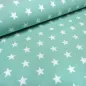 Preview: Stoff 100% Baumwolle Popeline mit Sterne Design mint weiß Kleiderstoff Kinderstoff Dekostoff
