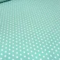 Preview: Stoff 100% Baumwolle Popeline mit Sterne Design mint weiß Kleiderstoff Kinderstoff Dekostoff