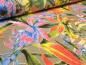 Preview: Stoff Sweatshirtstoff French Terry mit Blumen Design taupé gelb grün blau rot bunt Kleiderstoff