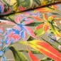 Preview: Stoff Sweatshirtstoff French Terry mit Blumen Design taupé gelb grün blau rot bunt Kleiderstoff
