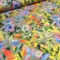 Preview: Stoff Sweatshirtstoff French Terry mit Blumen Design taupé gelb grün blau rot bunt Kleiderstoff