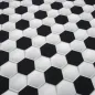 Preview: Cotton Poplin Fabric with 3D Soccer Design in Black, White, and Gray—Clothing Fabric, Children's Fabric, Decorative Fabric