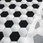 Preview: Cotton Poplin Fabric with 3D Soccer Design in Black, White, and Gray—Clothing Fabric, Children's Fabric, Decorative Fabric