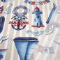 Preview: Maritime decorative fabric Marine Life with ships and lighthouse design, beige, white, blue, red stripes, bag fabric, tablecloth fabric, patchwork fabric, cushion cover fabric