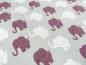 Preview: Stoff Baumwolle Jersey Elefanten Parade Design hellgrau weiß beere Kinderstoff Kleiderstoff