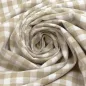 Preview: Stoff Baumwolle Zefir Karo 1 cm beige weiß kariert Kleiderstoff Dekostoff Blusenstoff