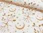 Preview: Fabric cotton jersey in boho leaves style trees moon stars design beige sand brown children's fabric dress fabric