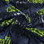 Preview: Stoff Baumwolle Jersey Graffiti Design blau neongrün weiß schwarz Kleiderstoff Kinderstoff