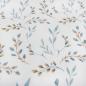 Preview: Stoff Baumwolle French Terry Sweatshirtstoff Palmkätzchen Blätter Blumen Blüten Knospen Design weiß eisblau braun Kleiderstoff Kinderstoff