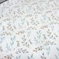 Preview: Stoff Baumwolle French Terry Sweatshirtstoff Palmkätzchen Blätter Blumen Blüten Knospen Design weiß eisblau braun Kleiderstoff Kinderstoff